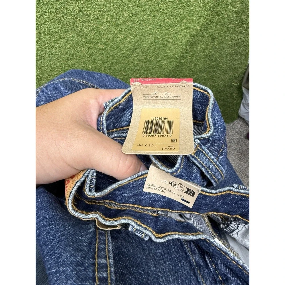 Vintage Levis 501 xx Jeans Mens 44x30 Preshrunk Button Fly Dark Wash Denim NWT